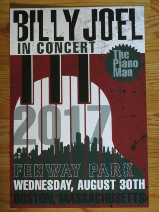 Billy Joel In Concert The Piano Man Fenway Park - Boston Aug 30 2017 Tour Poster