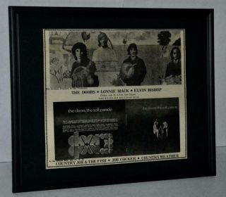 The Doors 1969 Bill Graham Presents Cow Palace Rare Framed Concert Poster / Ad