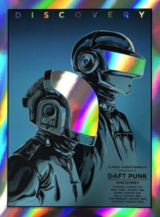 Daft Punk Discovery 2019 A/p Rainbow Foil Poster Artist Tim Doyle Signed