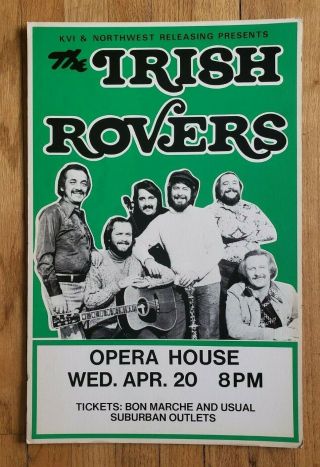 (1977) The Irish Rovers Folk Seattle Tour Concert Cardboard Poster