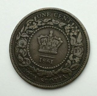 Dated : 1861 - Canada - Nova Scotia - One Cent - 1 Cent Coin - Queen Victoria