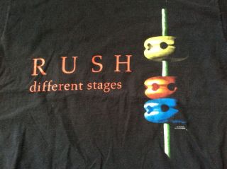 Rare Rush Different Stages Neil Peart Geddy Lee Alex Lifeson Xl Promo T - Shirt