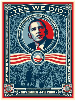 Shepard Fairey Barrack Obama Yes We Did Matte Stock 24x36 2008 Election Poster