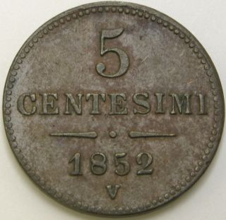 Lombardy - Venetia (italian States) 5 Centesimi 1852v - Copper - Vf,  - 2550 ¤