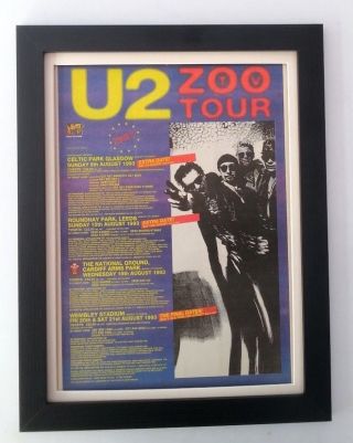 U2 Zoo Tour - Last Dates 1992 Poster Ad Framed Fast World Ship