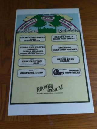 Allman Brothers Grateful Dead 1974 Poster Eric Clapton Crosby Stills Nash Young