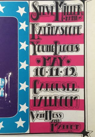Carousel Ballroom 1968 Poster Steve Miller Band Kaleidoscope Youngbloods Kelley 3
