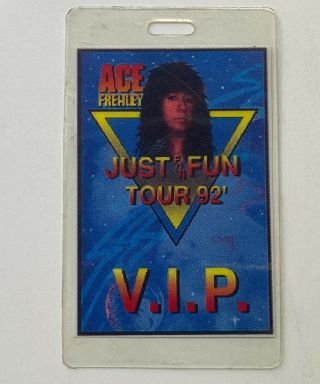 Kiss Band Vip Laminate Pass Ace Frehley Solo Just For Fun Concert Tour 1992