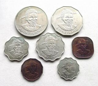 SWAZILAND 7 COIN SET 1974,  EX - PROOF,  1,  2,  5,  10,  20,  50 CENTS,  ONE LILANGENI. 2