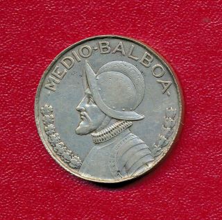 Panama 1947 1/2 Balboa Silver Coin Circulated