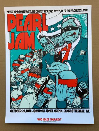 Pearl Jam Official Concert Poster Charlottesville Va 10 - 29 - 2013 Jermaine Rogers
