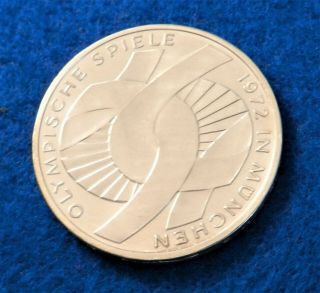1972 F Germany 10 Mark - Munich Olympics - Unc Silver Coin -