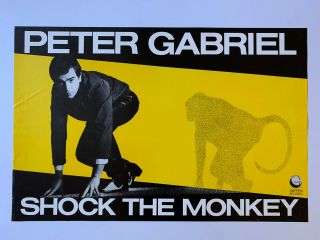 1982 Peter Gabriel Shock The Monkey Promo Rock Poster 35” X 23” Geffen