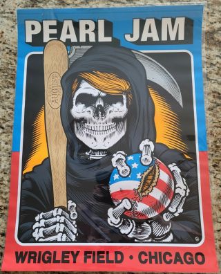 Pearl Jam Concert Poster At Wrigley Field Chicago In 2016 By Sean Cliver