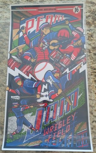 Pearl Jam Concert Poster 8/20/2016 At Wrigley Field Chicago By Brad Klausen