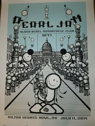 Pearl Jam Poster Milton Keyes Uk July 11th 2014 Artist - The London Police