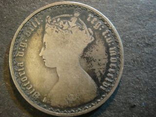 1856 Great Britain Sterling Silver Gothic Florin.  Queen Victoria.  Good.