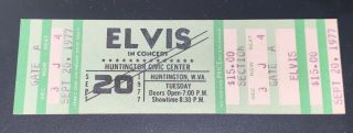 Elvis Presley - Concert Ticket Stub Sept.  20,  1977 Huntington,  W.  Va