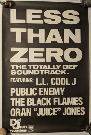 Public Enemy Ll Cool J Less Than Zero Promo Poster 30x46 Def Jam