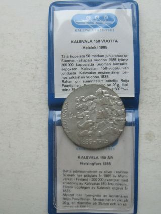Finland Silver 50 Markkaa 1985 Kalevala Unc Pacakage