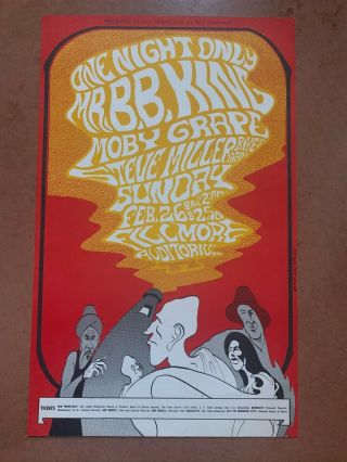 Fillmore Poster Bg - 52 - Op - 1 Bb King,  Moby Grape,  Steve Miller Band 1967 Aor