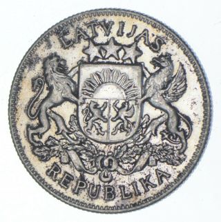Silver - World Coin - 1925 Latvia 2 Lati - World Silver Coin 655