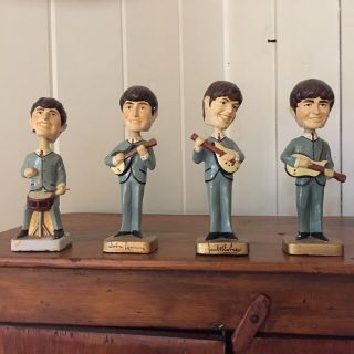 Vintage 1964 The Beatles Car Mascots Bobbleheads/doll Nodders