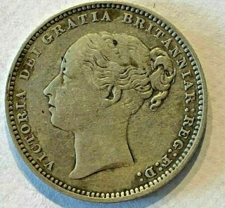 1881 - Great Britain - One Shilling Silver Coin - Queen Victoria - Rr - Nr
