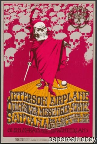 Bill Graham 222 Winterland Benefit For Grateful Dead Card Jefferson Airplane