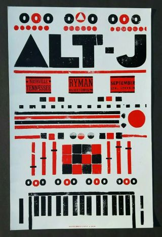 Alt - J Hatch Show Print Ryman Nashville 2013 Concert Tour Poster (alt - J)