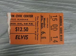 Elvis Presley Concert Ticket Stub Huntsville Al Sept 6 1976 Seat 14