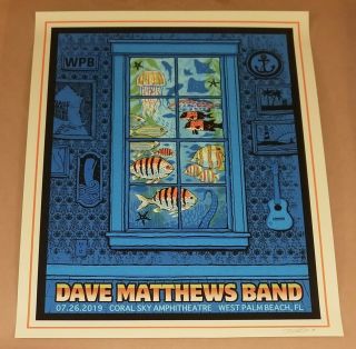 Dave Matthews Band Poster West Palm Beach 2019 Signed By Artist