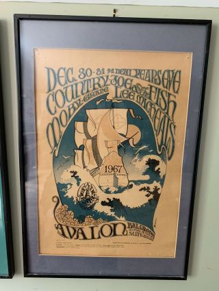Country Joe & Fish - Moby Grape - Lee Michaels - Avalon Poster 1967 - Framed