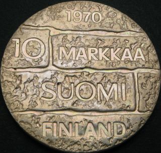 Finland 10 Markkaa 1970 - Silver - President Paasikivi - Aunc - 3596 ¤