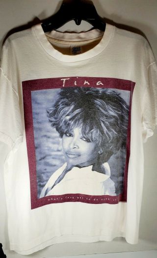 Vintage 1993 Tina Turner Whats Love Tour White Concert T Shirt L Single Stitch