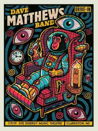 Dave Matthews Band Poster 7/9/2019 Clarkston Mi Drive - In Methane /300 Dmb 2020