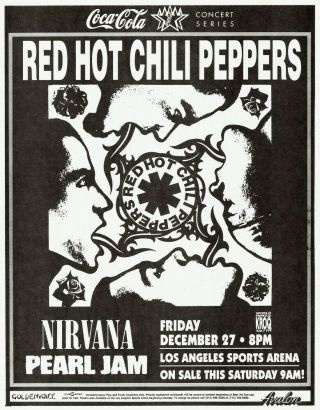 1991 NIRVANA PEARL JAM RED HOT CHILI PEPPERS LOS ANGELES CONCERT TICKET STUB 3
