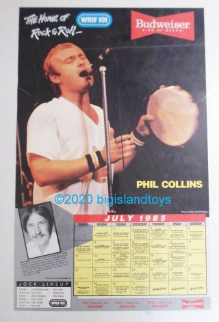 Wrif 101.  1 Fm Radio Detroit Phil Collins Dj Mark Addy Budweiser Poster 1985