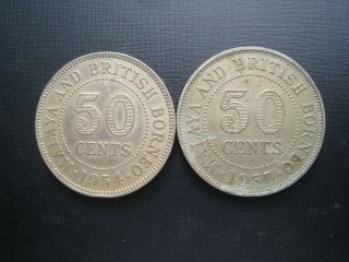 Malaya & British Borneo 50 Cents 1954 & 1957.