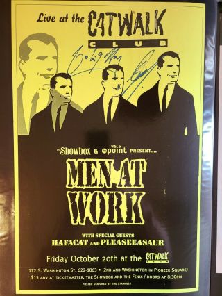 Men At Work - Poster Signed By Band - Catwalk Club,  Seattle 2000