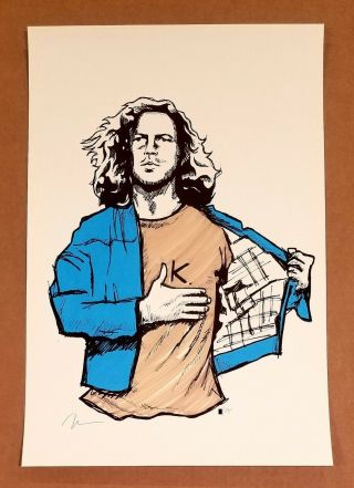 Pearl Jam Eddie Vedder Poster Snl Kurt Cobain Art Print Brian Methe Signed /35