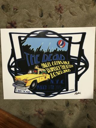 The Dead Taxi Tour Nyc 2009 Poster Mike Dubois Signed Grateful Dead 14x18