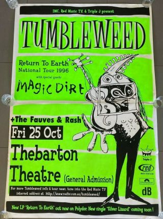 Tumbleweed / Magic Dirt.  Rare Large Aussie/oz Tour Promo Poster - 1996