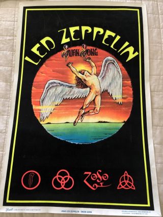 Led Zeppelin Swan Song Vintage Cloth Blacklight Poster 23x35 Myth Gem Bravado