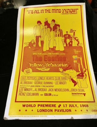 Vintage Beatles Yellow Submarine Movie Poster London 1968