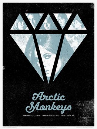 Arctic Monkeys Poster 2/31/2014 Hard Rock Live Orlando Fl Signed & Numbered /25