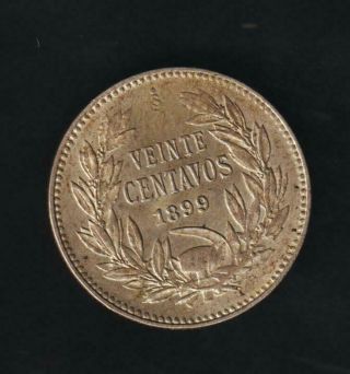 Chile 20 Centavos 1899,  Silver Very