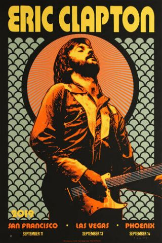 Eric Clapton 2019 Us Tour Poster A/p San Francisco Las Vegas Phoenix