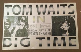 Tom Waits Handbill Promo Flier 1988 Big Time Raven Theater Vintage 6x9 "