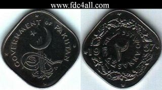 Pakistan 1957 2 Anna Specimen Proof Coin Unc Km 15